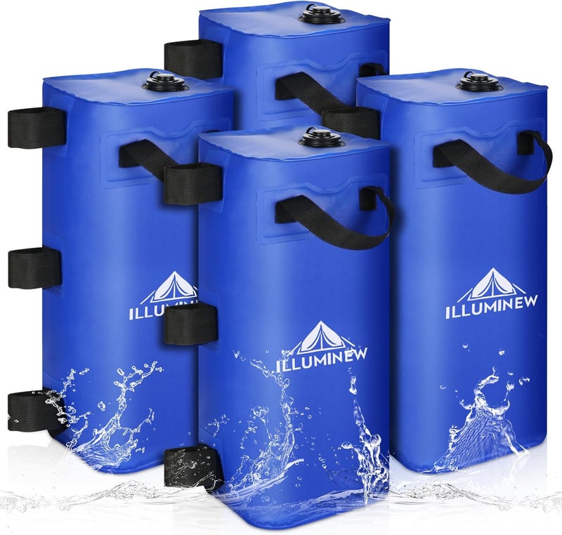 ILLUMINEW 4 Pack Canopy Water Weight Bag, 220 LBS Water Tent Weights Set of 4 Leg Weights for Gazebo, Pop Up Canopy, Canopies, Tent (Blue 25L) - Image 1